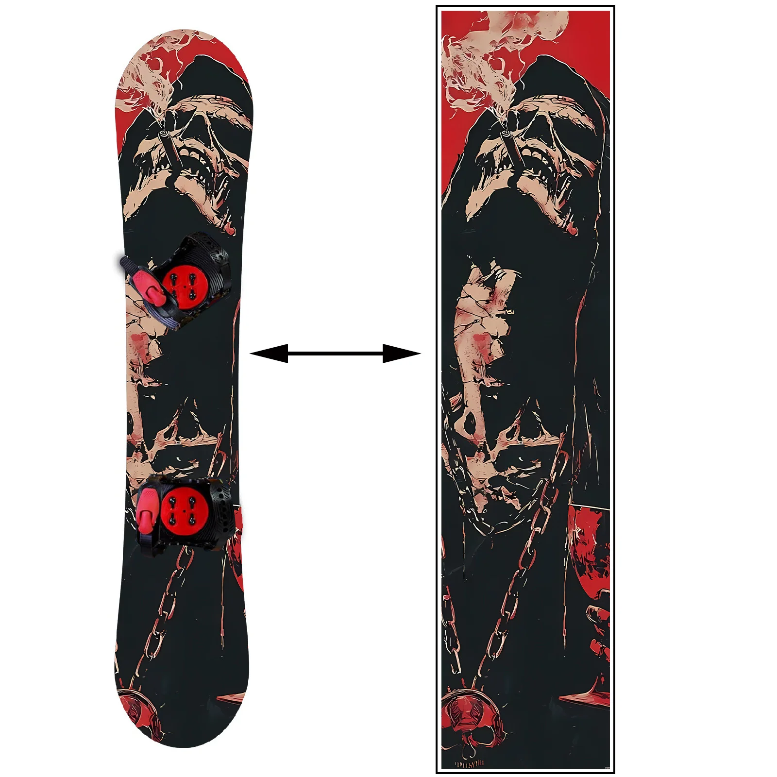 

Наклейка на сноуборд с изображением скелета на цепях, персонализированная декоративная наклейка для сноуборда, наклейка на сноуборд, наклейка на поверхность сноуборда