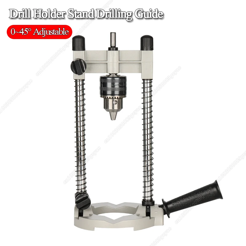 

Precision Drill Holder Pipe Drill Holder Stand Drilling Guide with Adjustable 0-45 Degree Angle and Removeable Handle DIY Tool