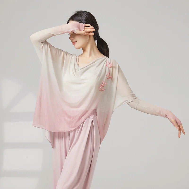 Costumes de spectacle de danse classique, haut de ballet moderne, couleur dégradée, haut d'entraînement de danse classique