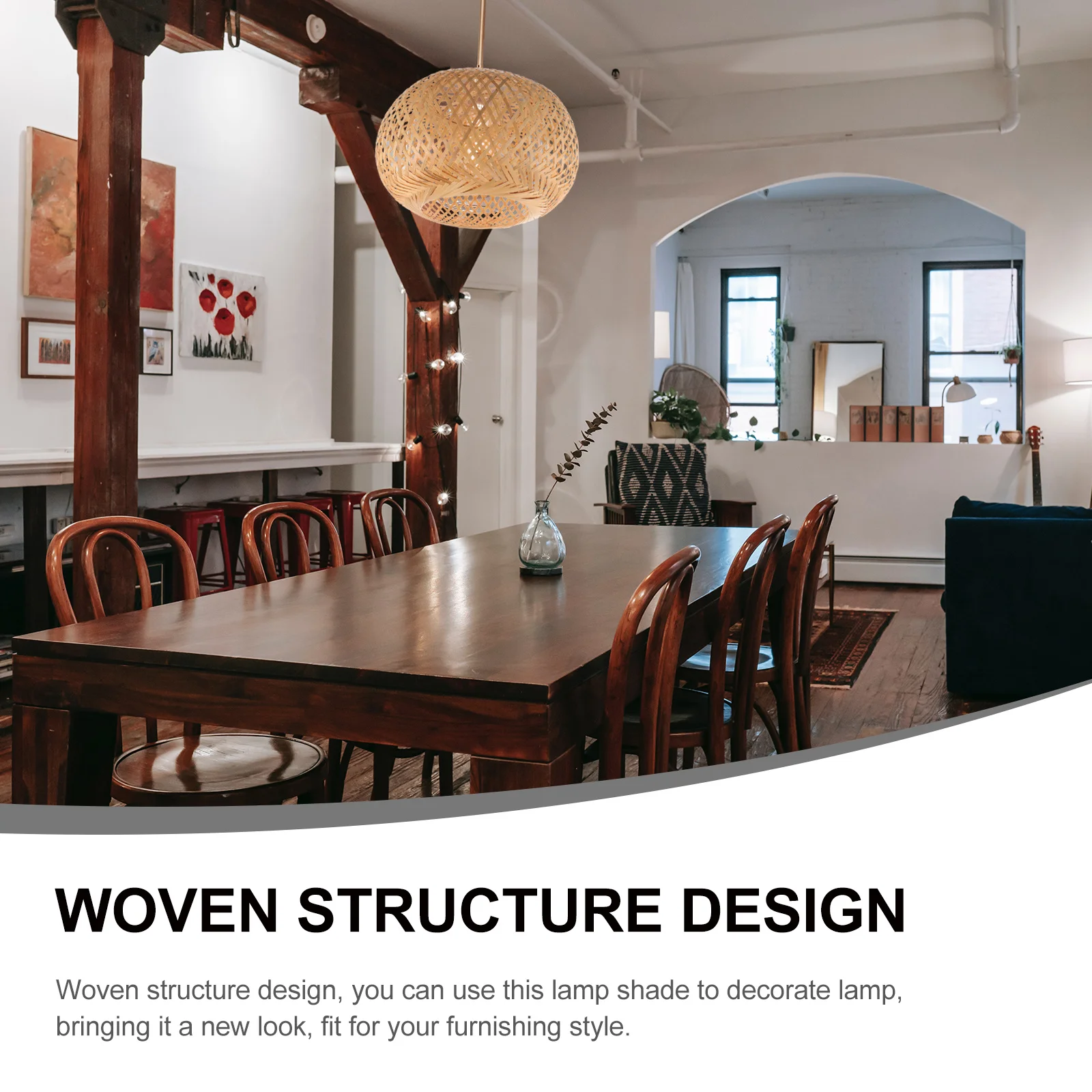 

Бамбуковый плетеный абажур, стабильная структура, смягчает яркий свет, подвесной подвесной потолочный светильник, абажур для украшения дома