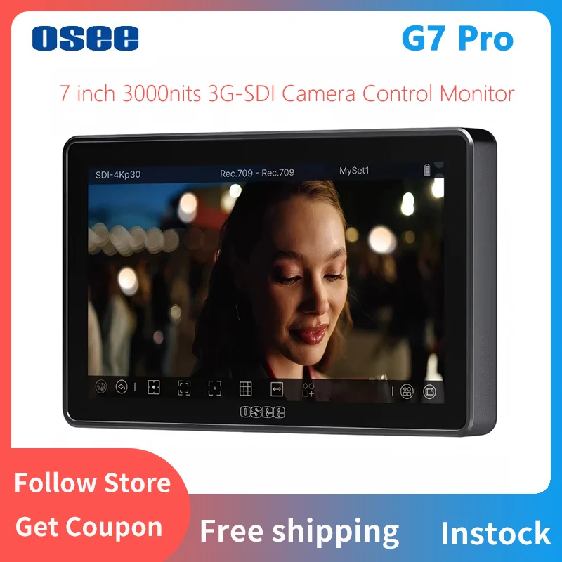 Osee G7 Pro 7 Inch Camera Control Touchscreen Field Monitor Portable Display With 3G-SDI 4K HDMI For DSLR Professional Camera