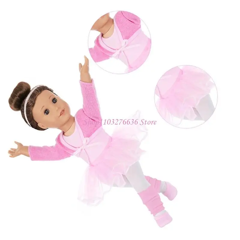 R6FD Doll Clothes Ballet Dance Performances Costume Set For 18Inch Girl Dolls Ballet Tutu Dress Practice Kids Roleplaying Toy