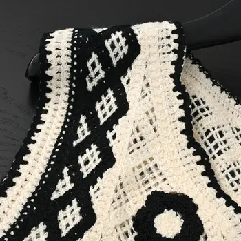 Virkad väst för kvinnor Öppen stickad blommig ärmlös tröja stickad väst Tonårsflicka Boho semesteroutfit 10 best sales Floral vest - №8