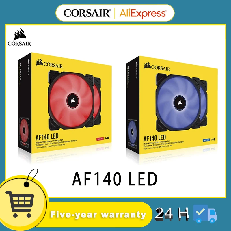 CORSAIR AF140 LED Low Noise Cooling Fan, Single/Dual Pack - Blue/Red 140 mm 100% original