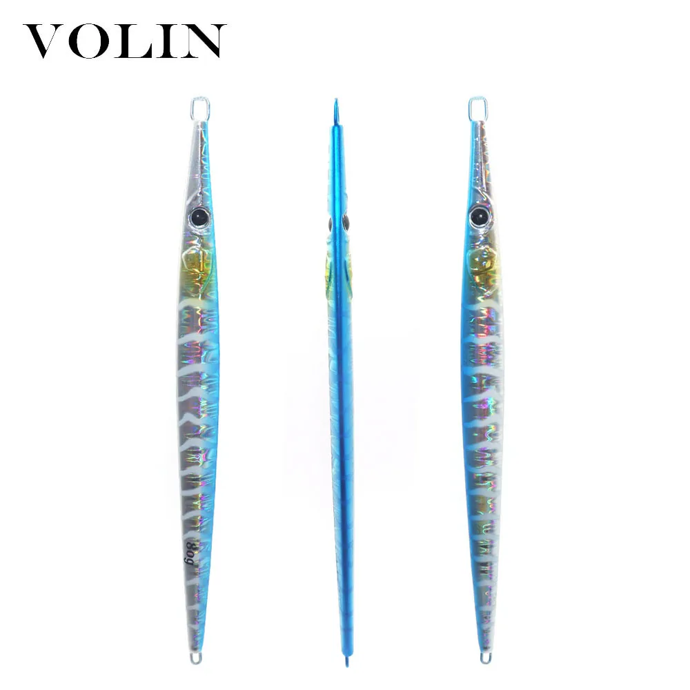 VOLIN NEW 5pcs Fast Sinking Slow Jigging Fishing Lure 80g 100g Saltwater Metal Fishing Lure  Artificial Bait Cast Fishing Tackle