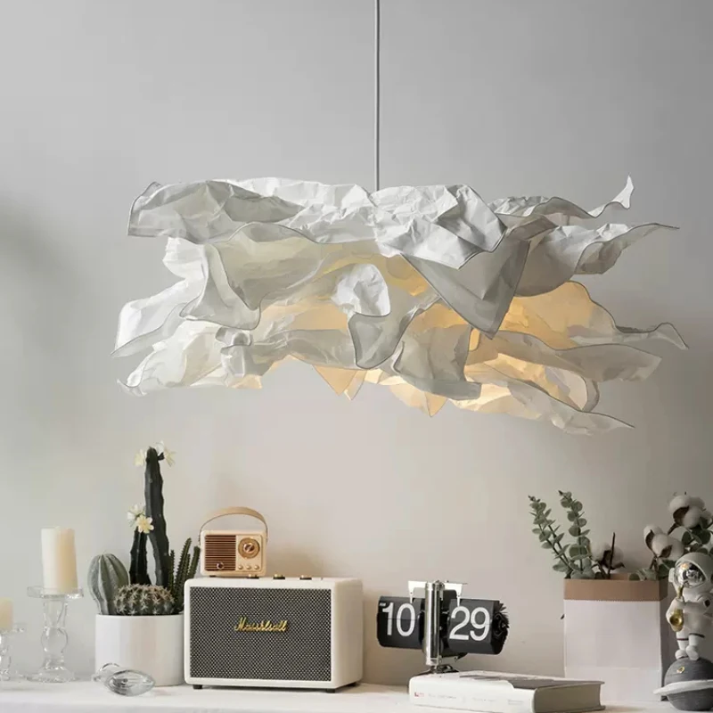 Lámpara de arañas de papel blanca para dormitorio, iluminación moderna y creativa para sala de Estar, comedor, colgante decorativo E27