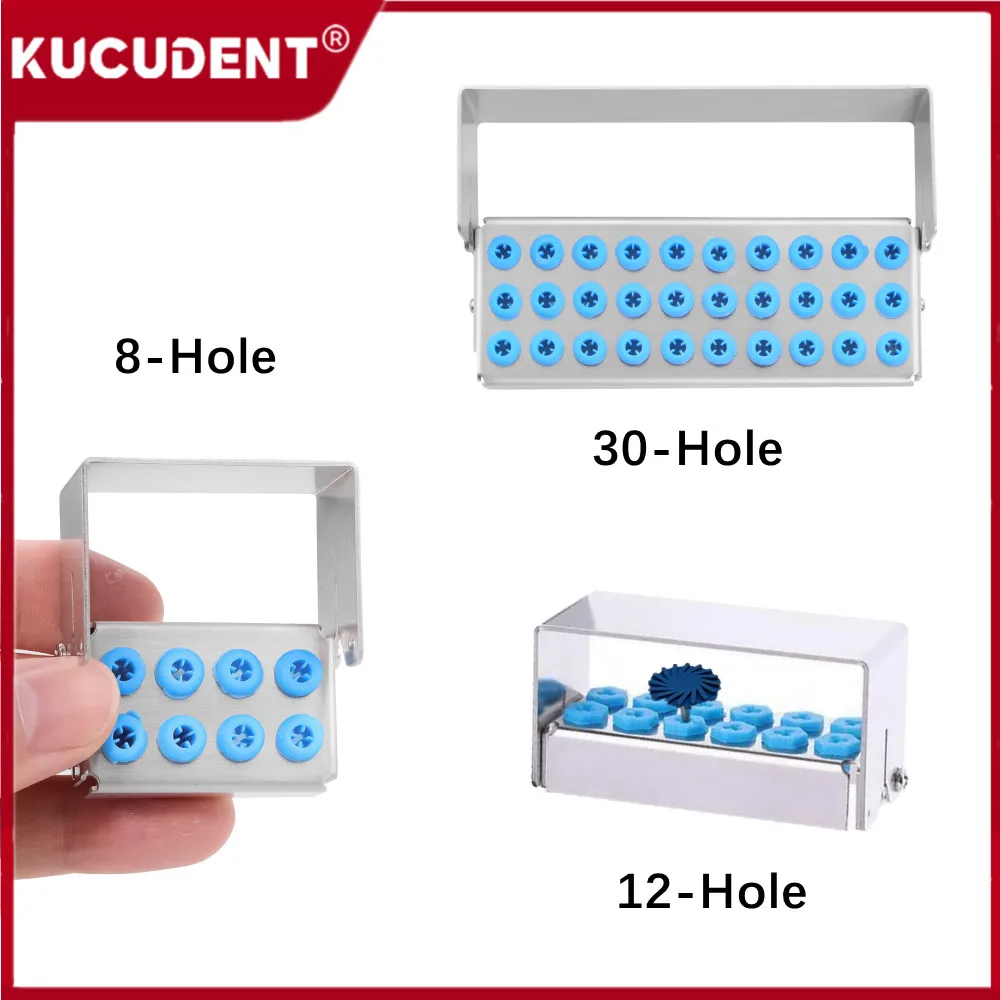 Boîte d'évaluation de fraises dentaires en silicone autoclavable, porte-fraises dentaires, étui de stérilisation, perceuses de nuit, haute vitesse, basse vitesse, 8 trous, 12/30 trous