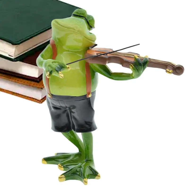 

Восхитительная фигурка лягушки, играющая на скрипке, искусственная смола, Декор, Музыкальная фигурка лягушки для дома, офиса, стола и улицы
