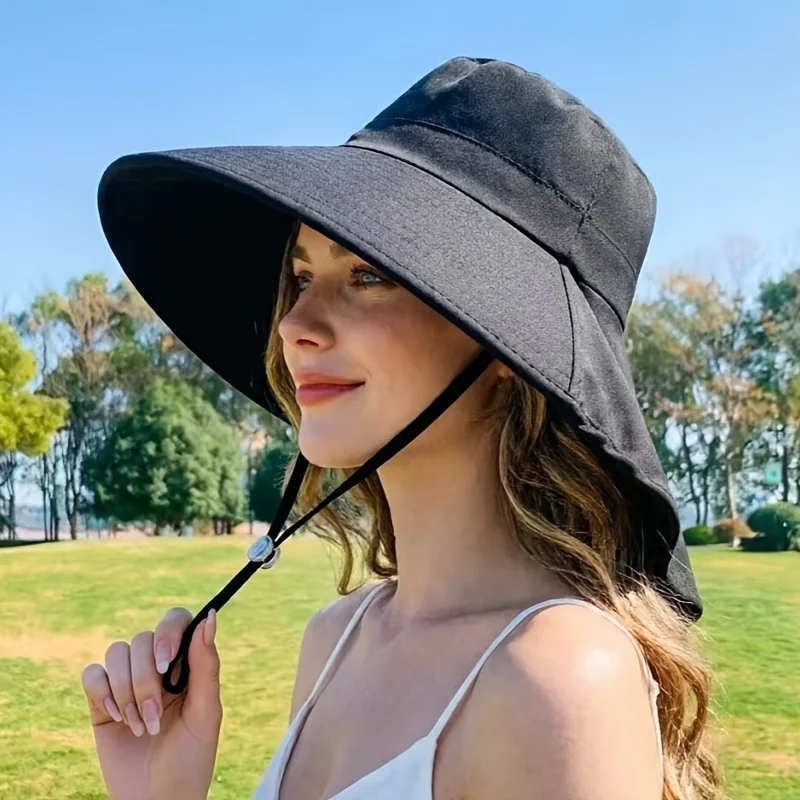 Summer UV Protection Face Covering Sun Hats With Scarf, Outd