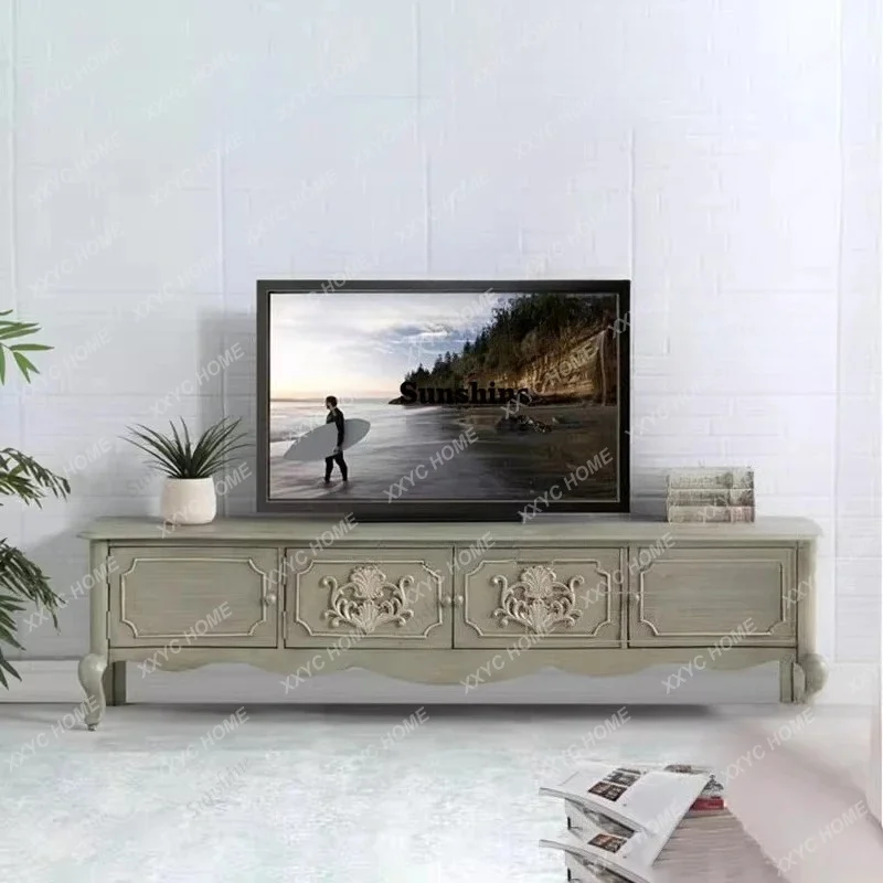 

rural solid wood old TV cabinet pastoral storage floor cabinet