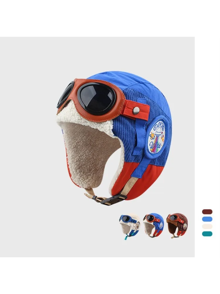 AliExpress CALURIRI Niche Korean Corduroy Splicing Glasses Bomber Hat Women's Winter Cycling Warm Ear Protection Fleece Cold-proof Flying Hat