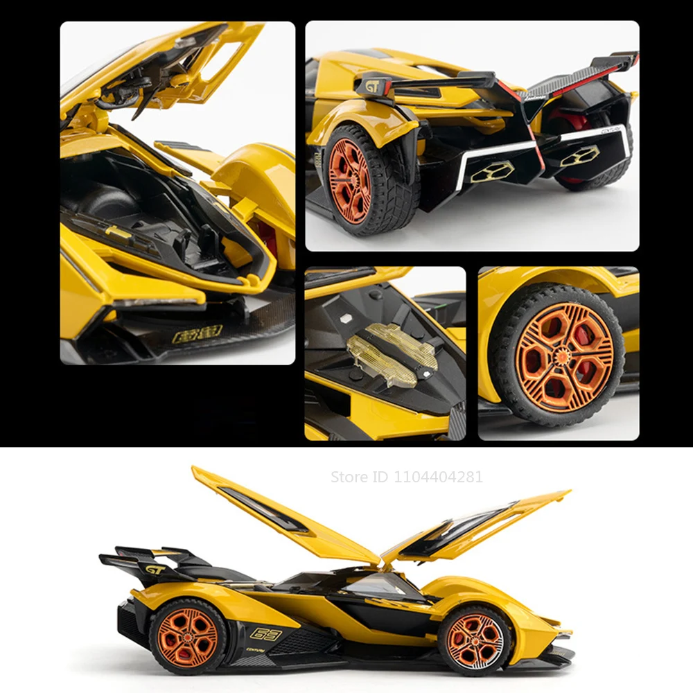 1:32 Lambor V12 modèle SCV12 alliage moulé sous pression voiture de sport jouet son lumière tirer vers les portes ouvertes voitures miniatures cadeau de mode des amis