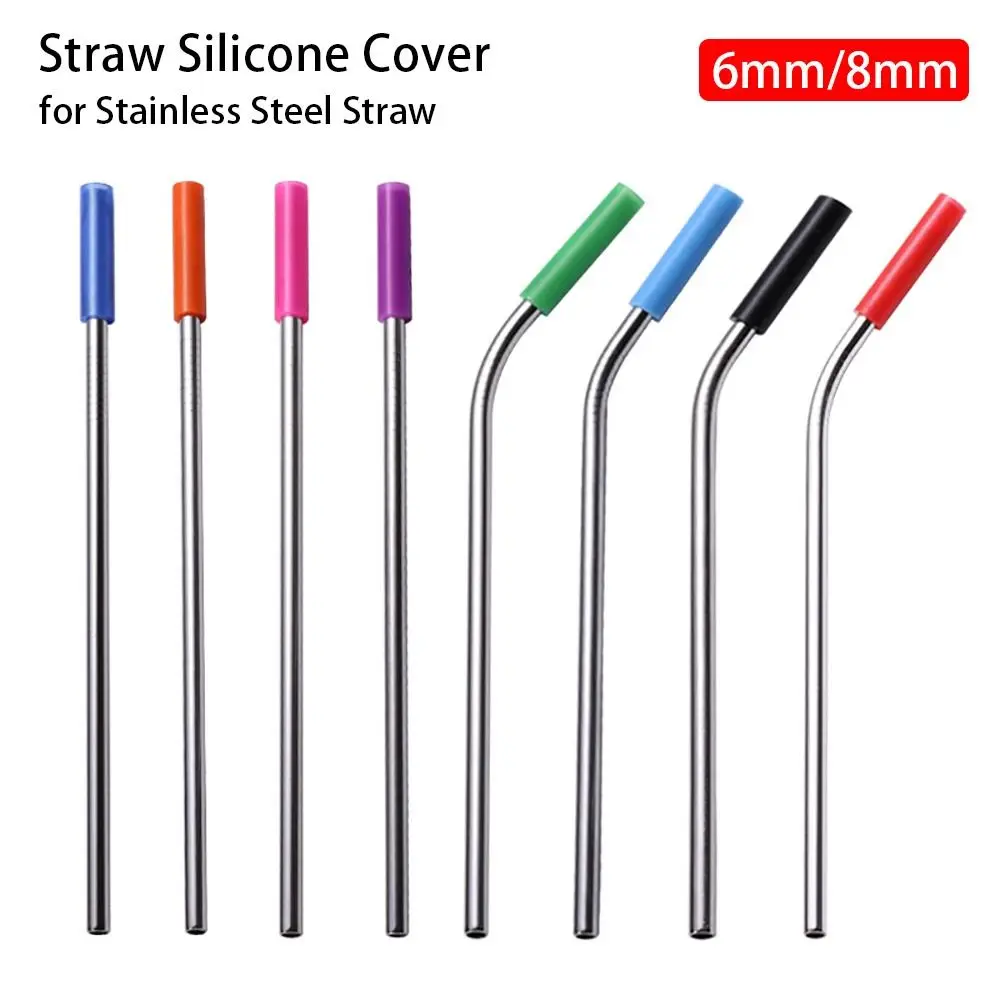 4Pcs 6mm 8mm Anti-scalding Suction Tip Straw Tip Cover Straw Silicone Tip Straw Cap Protective Cover