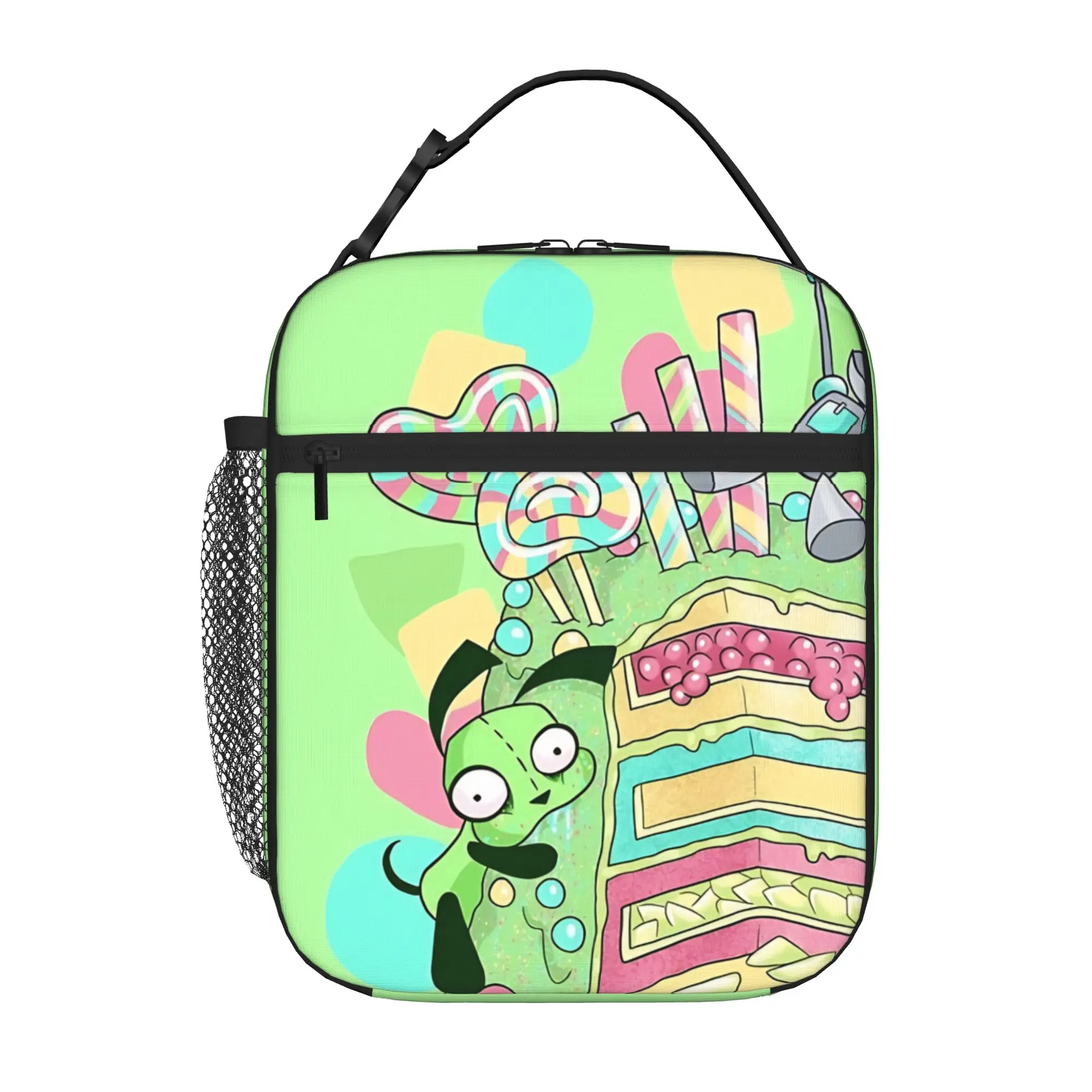 1 Piece Zipper Closure chaotic metal  Storage Bag Pocket Invader Zim School Lunch Food Box Reusable For Lunch Food Bag