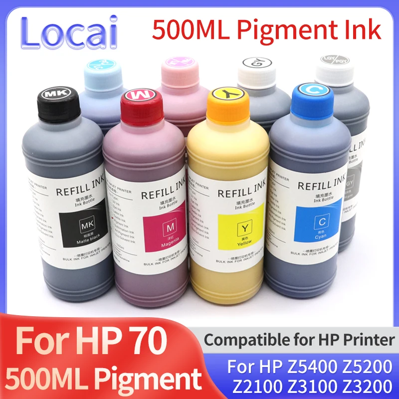 500ML Pigment Ink for HP 70 Refillable Ink for HP Designjet HP Z5400 Z5200 Z2100 Z3100 Z3200 Printer Pigment INK hp70 Color