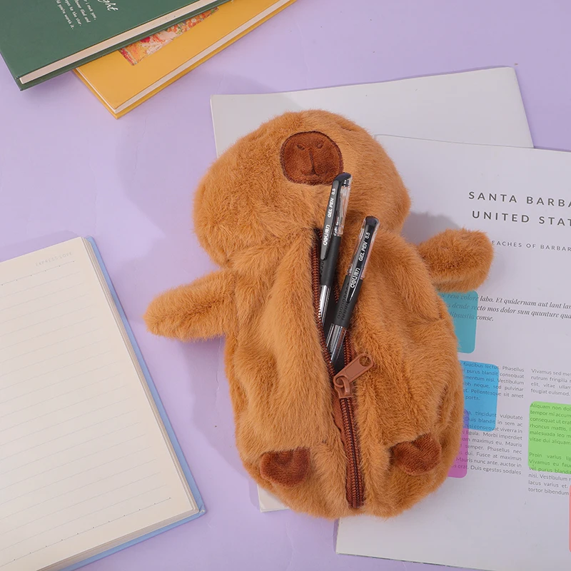 Creative Plush Capybara Pen Bag Large Capacity Pen Case Multifunctional Stationery Organizer Bag Children's Clutch Gift