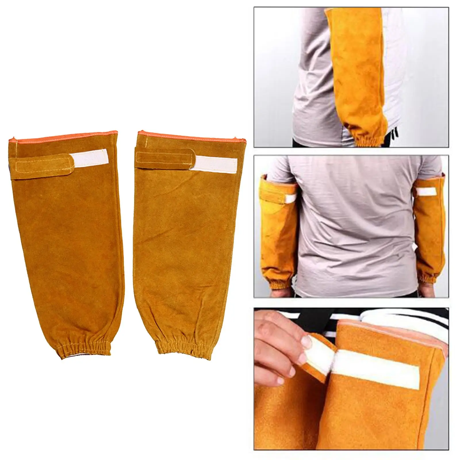 1 Pair Popular Flame Resistant Cowhide Work Industrial Welding Protective Sleeves Elastic Cuff Arm Protection Protection