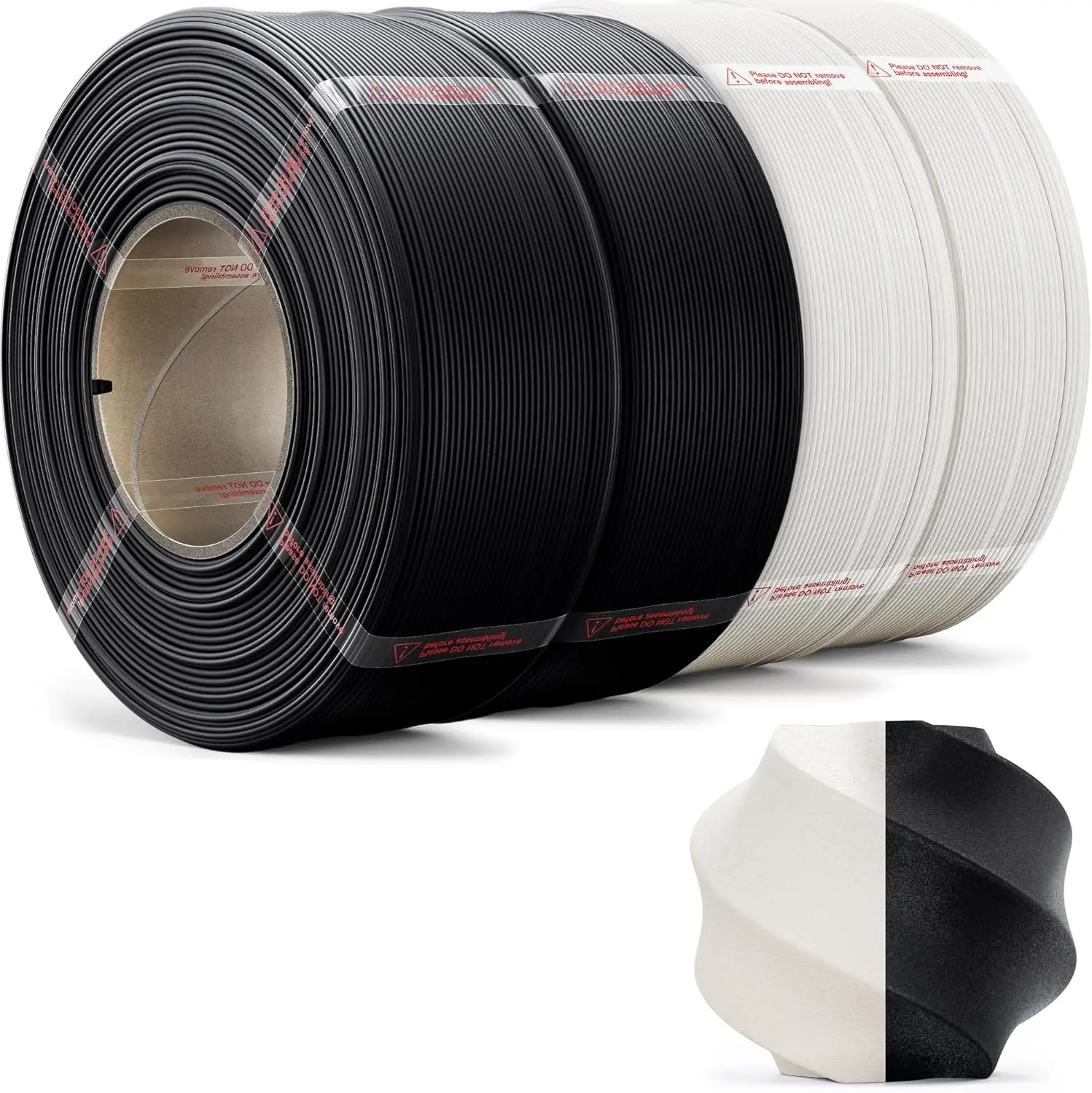 

Матовая PLA-нить (4 катушки по 4 кг/1,75 мм) для многоразовых катушек, материал для печати без катушек, черный и белый цвета