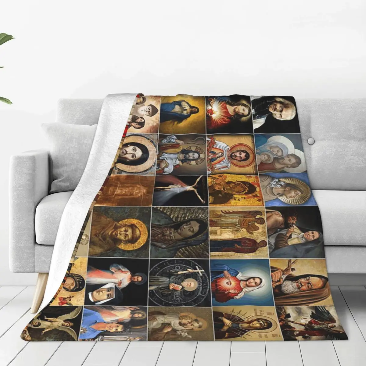Saints Jesus Mary I Trust In You Blanket Soft Warm Flannel Throw Blanket Bedspread for Bed Living room Picnic Travel Home Sofa