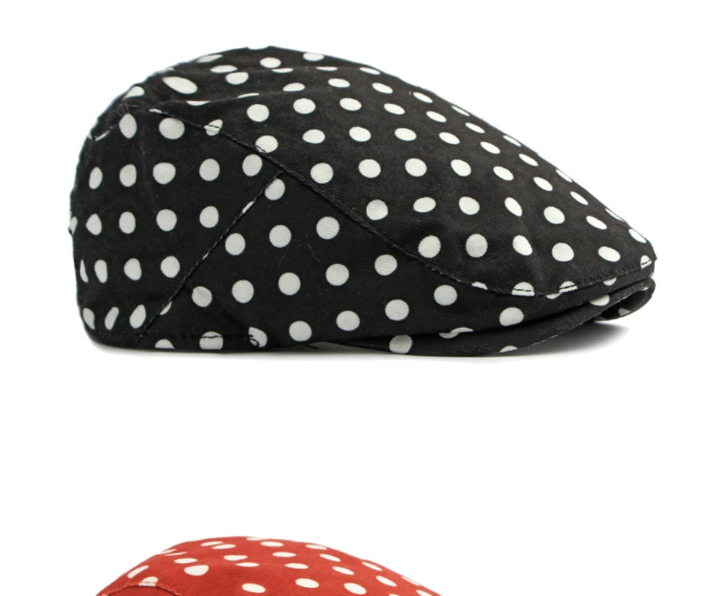 HT5103 Herren- und Damen-Baskenmützen, Vintage Künstler-Mütze, Unisex Gepunktete Ivy-Flatcap, Neue Frühling-Herbst Verstellbare Baskenmütze – Detail 7