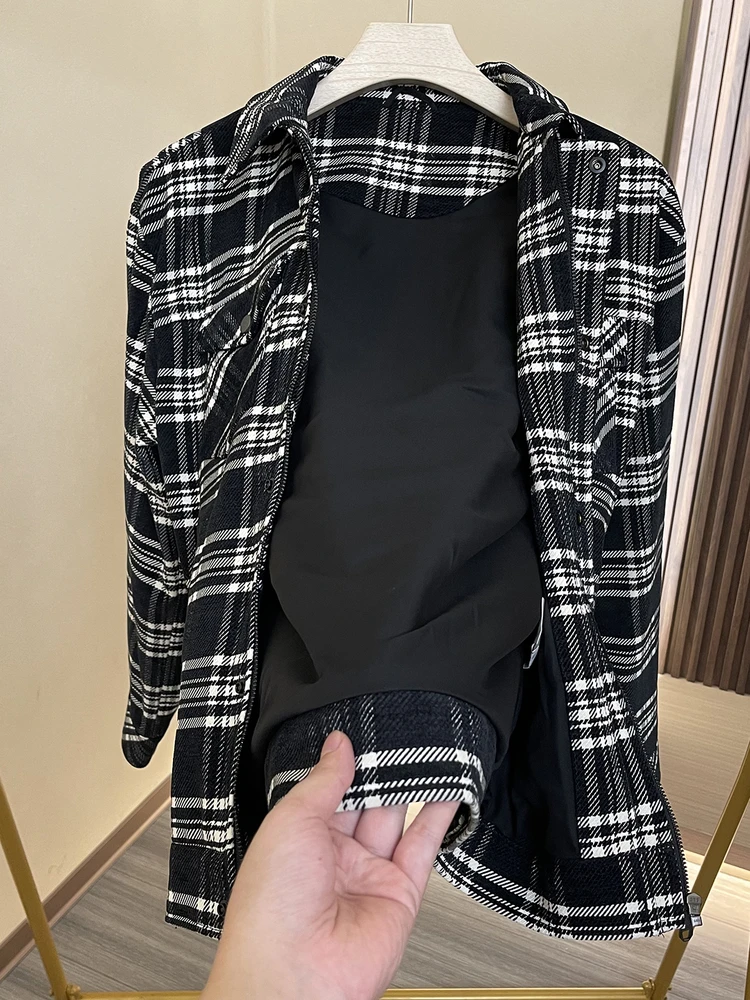 

Мужская клетчатая ветрозащитная шерстяная рабочая одежда с джатовым воротником для молодых мужчин, осенняя верхняя одежда из смеси полиэстера