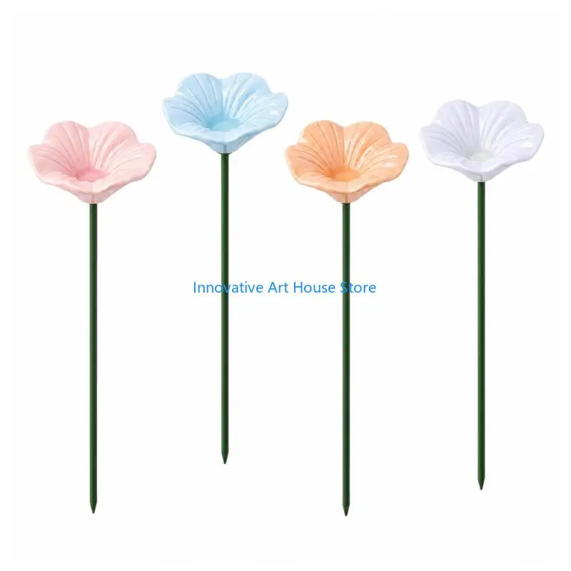 E1PC Ceramic Flower Garden Stakes with Raised Flower Ridges, Colorful Soil Picks for Garden Plots, Containers and Balconies