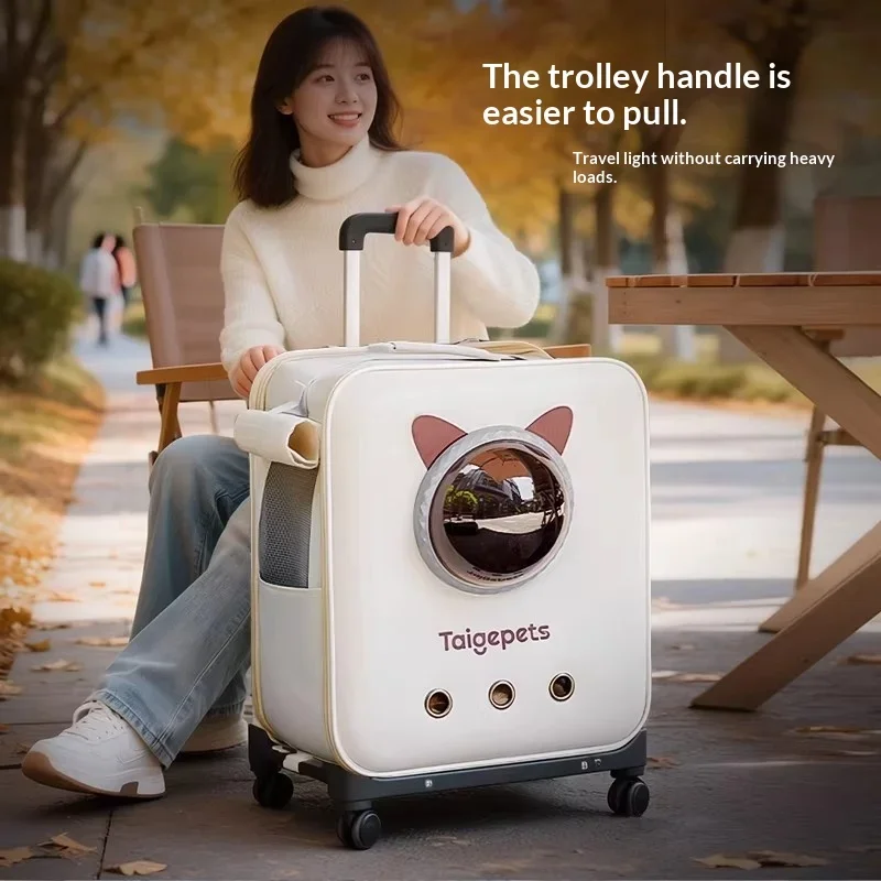 

New Large Capacity Warm Rolling Pet Carrier, Airline Approved Cat Dog Suitcase, Portable Winter Crate & Backpack for Cats