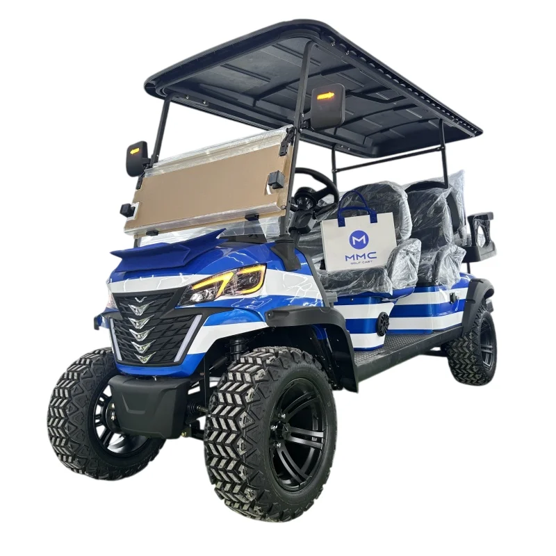 رفع 60 فولت 5KW الصيد عربات غولف على الطرق الوعرة الشارع عربات الغولف القانونية الكبار 4 عجلة 4 مقاعد عربة جولف كهربائية