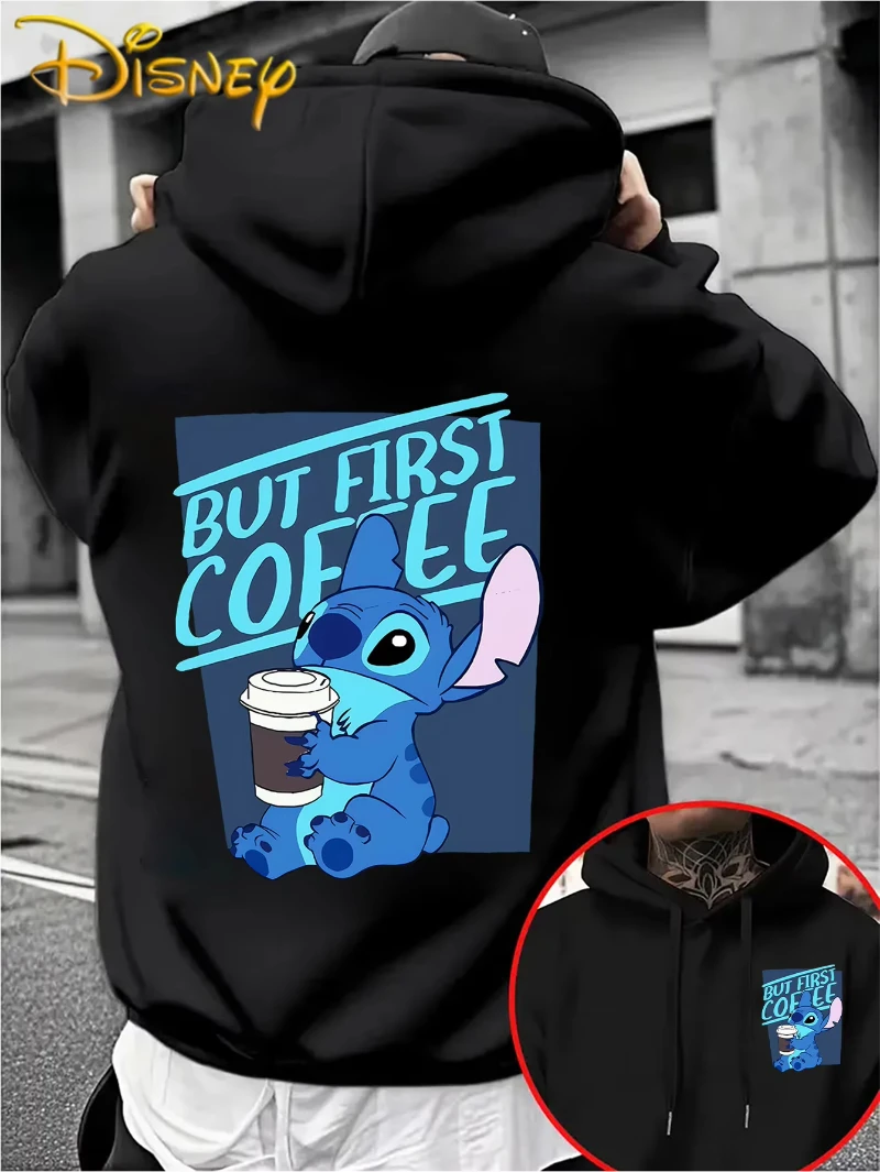

Мужская толстовка с рисунком Disney Stitch, осень-зима, повседневный пуловер унисекс, толстовка, спортивный костюм, одежда с капюшоном, уличная одежда большого размера