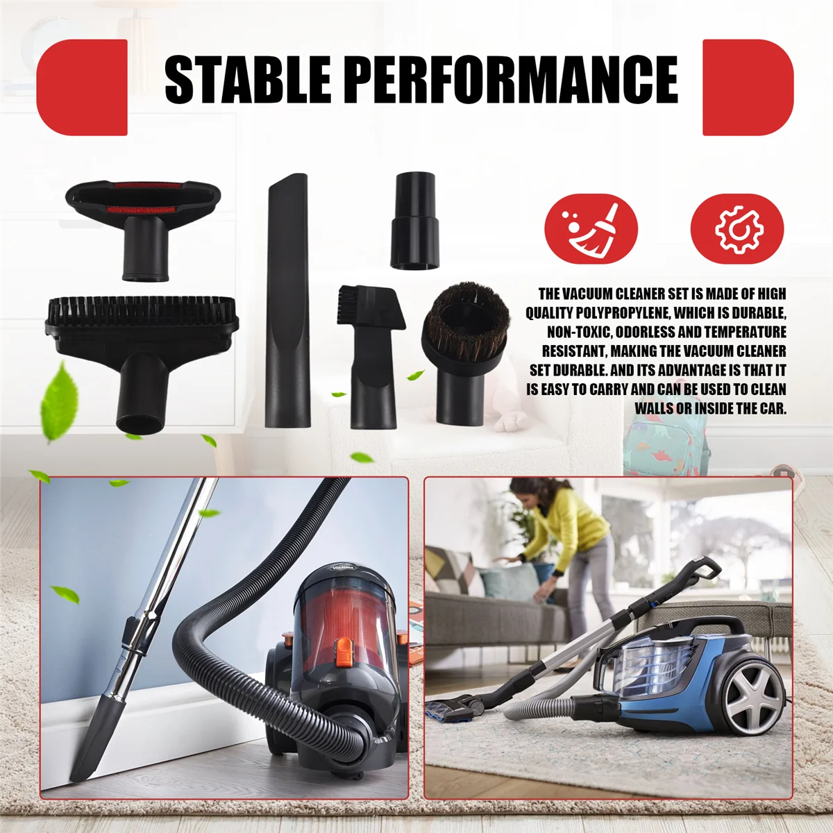 Zestaw nasadek do odkurzacza ABQR 32mm, dodatkowy zestaw dysz, szczotka czyszcząca, szczotki i dysze