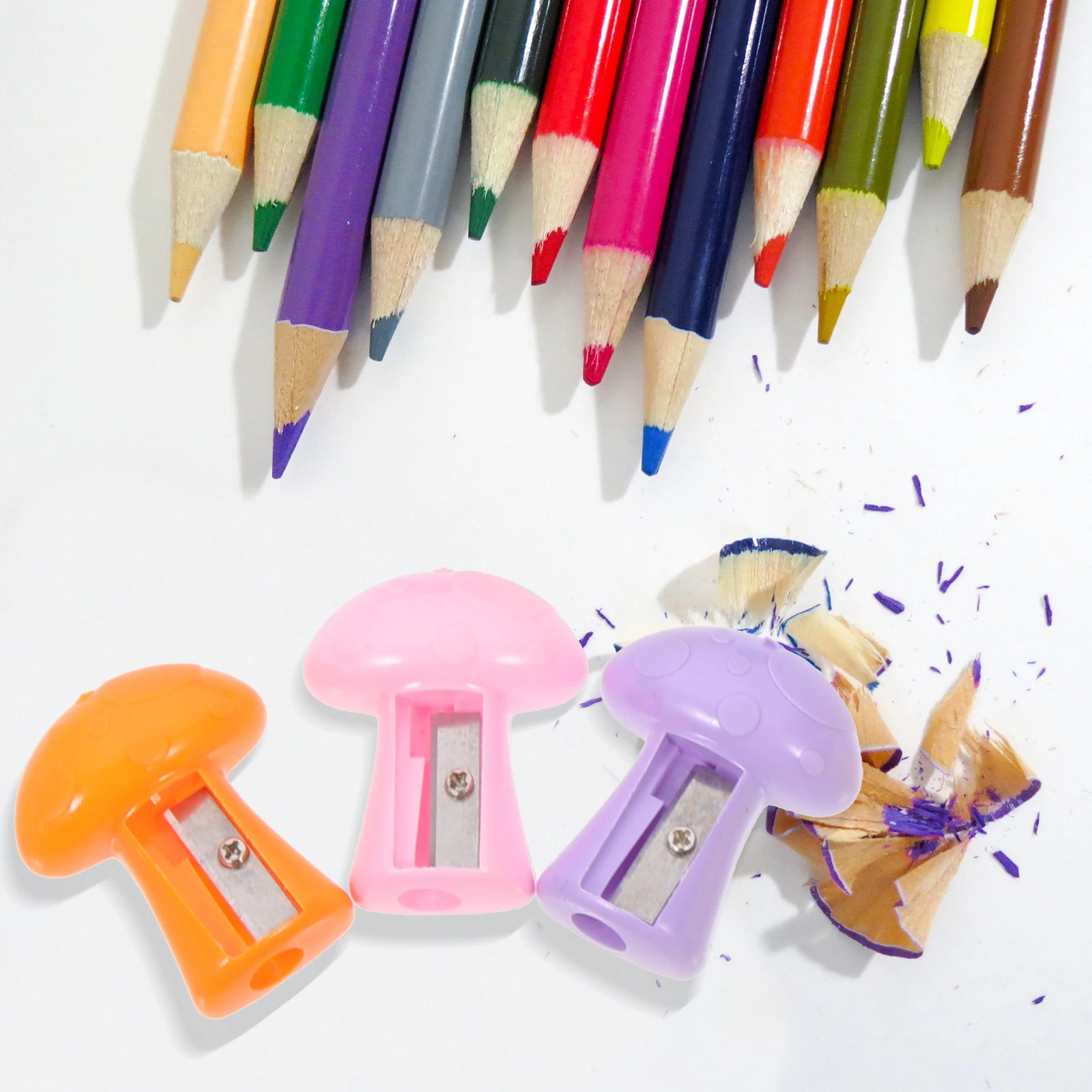 

50pcs Cartoon Pencil Sharpener Handheld Mini Crank for School Plastic Manual Child Classroom Colored Pencils Reusable