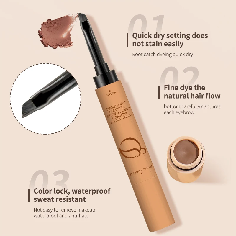 Crème à sourcils imperméable, anti-taches, longue durée, aspect naturel, lisse, légère pour les sourcils parfaits, maquillage, cosmétiques