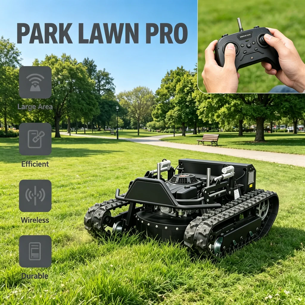 Remote Control Grass Cutter, Customized Track Structure Anti‑Slip Crawler Lawn Mower for Mountain and Backyard Maintenance