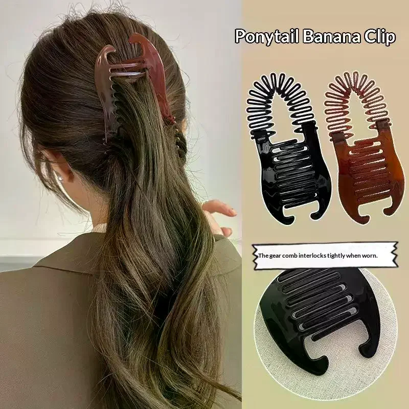 Banana Hair Claw Clip Strong Hold Ponytail Holder Plastic Hair Grab Clip Non Slip Hair Comb For Women Daily Hairstyle Decoratio