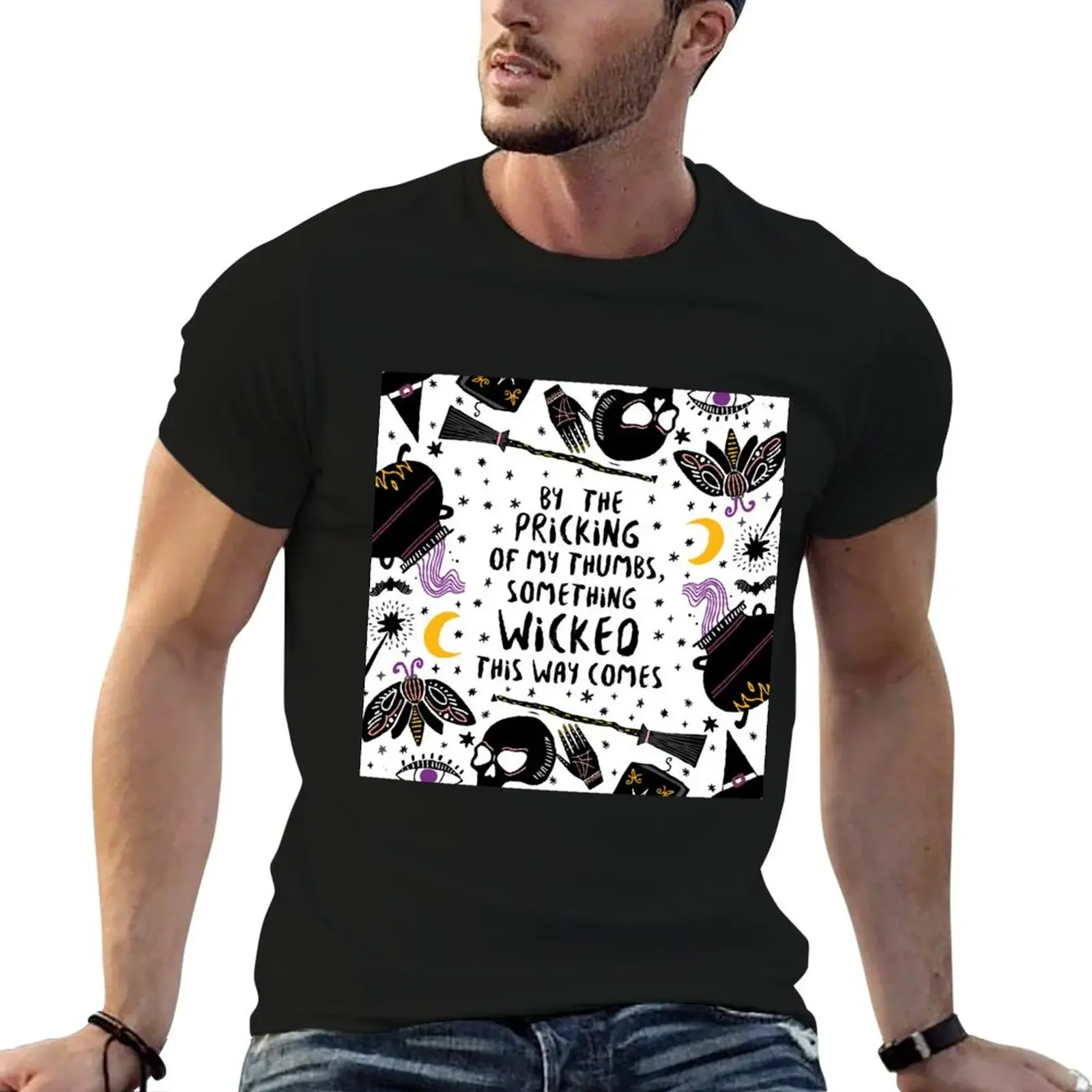 By the pricking of my thumbs, something wicked this way comes T-Shirt rapper graphic tees baggy shirts workout shirts for men