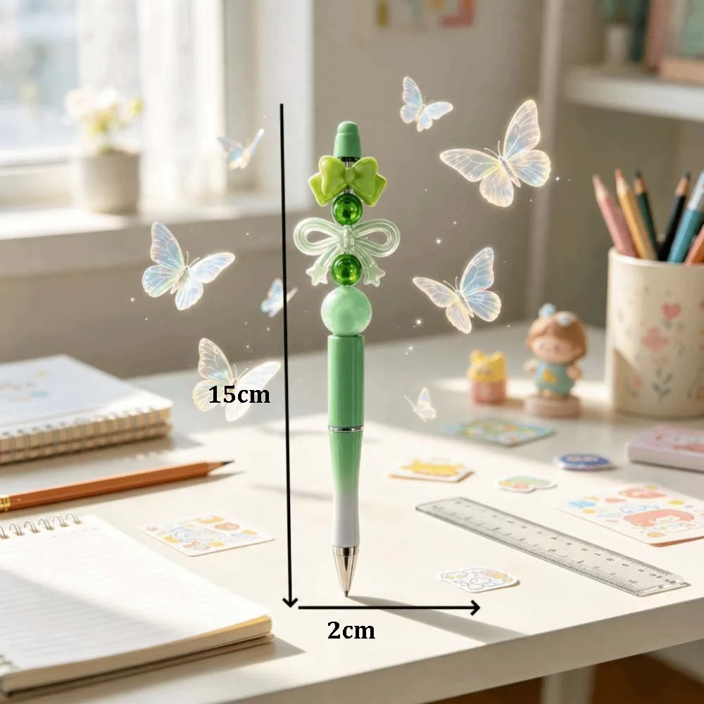 Smooth Writing Beadable Ballpoint Decorative Stacked Beads Plastic Beaded Ballpoint Pen Gradient Color DIY Ballpoint Pens