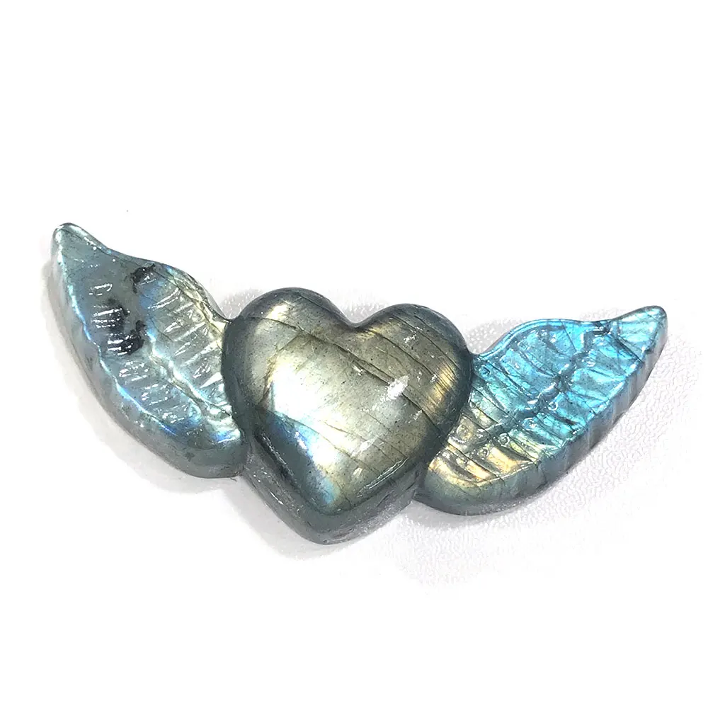 

Natural Stone Labradorite Heart Wings Crystals Carvings Crystal Stone Mineral Quartz Gemstone Figurine Spiritual Home Decoration