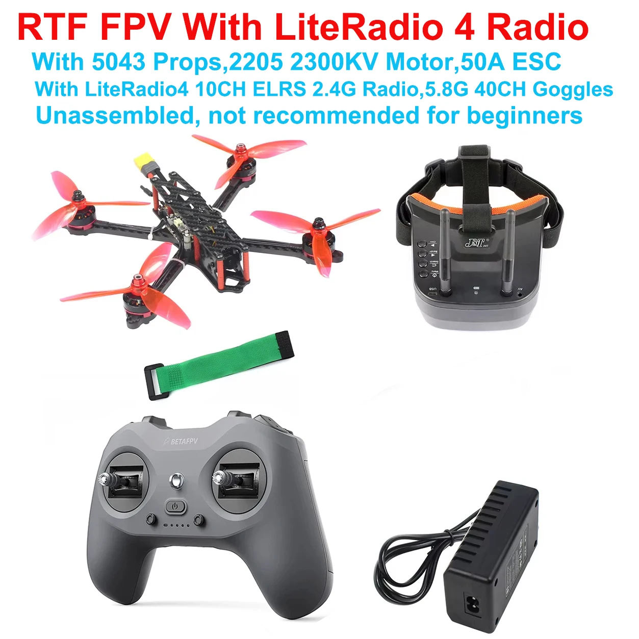 

JMT DIY RTF J215 5inch RC FPV Racing Drone with Betaflight F4 Pro Flight Controller Razer Micro 1200TVL Camera BLHeli-S 45A ESC