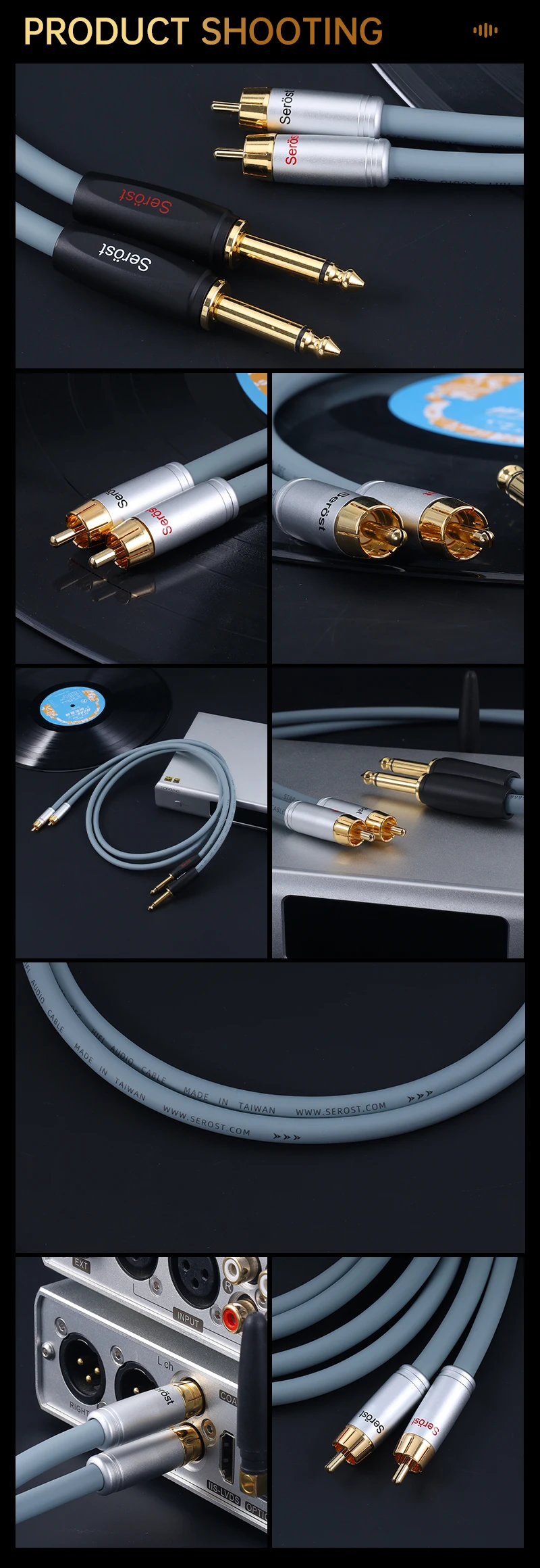 Serost HiFi Sauerstofffreies Kupfer OFC Audiokabel 6,5mm TRS auf RCA-Stecker Männlich zu Männlich für Lautsprecher Verstärker Mixer E-Gitarre – Detail 9