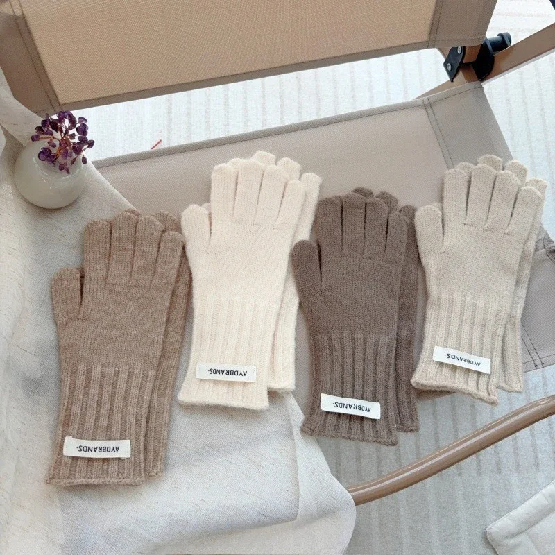 4-11Y Children's Gloves Versatile Boys Girls Split Finger Gloves with Hole Touchable Screen Autumn Winter Baby Knitted Glove