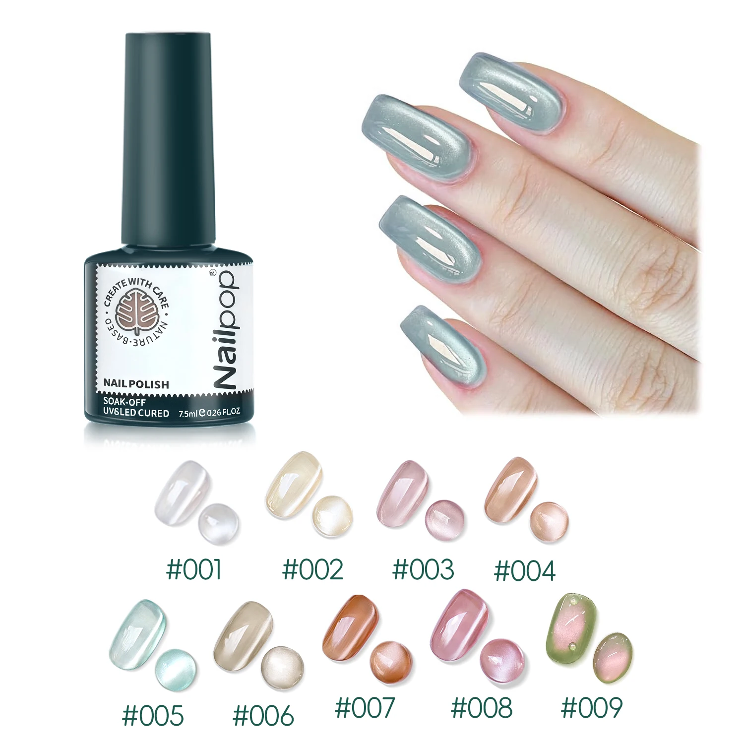 

Nailpop Nine-Color Cat Eye Magnetic Nail Gel Soak-Off UV LED Gel Salon Women's Nail Art Tools Fashion Holographic Manicure Tools