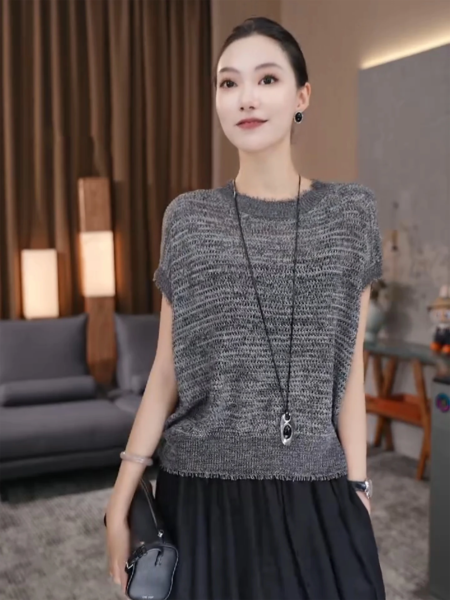 

ZOZO HOME Women's Knitted Hollow out T-irt with Fringe Summer New Sle Faionable Svel Breathable Soft Polyester