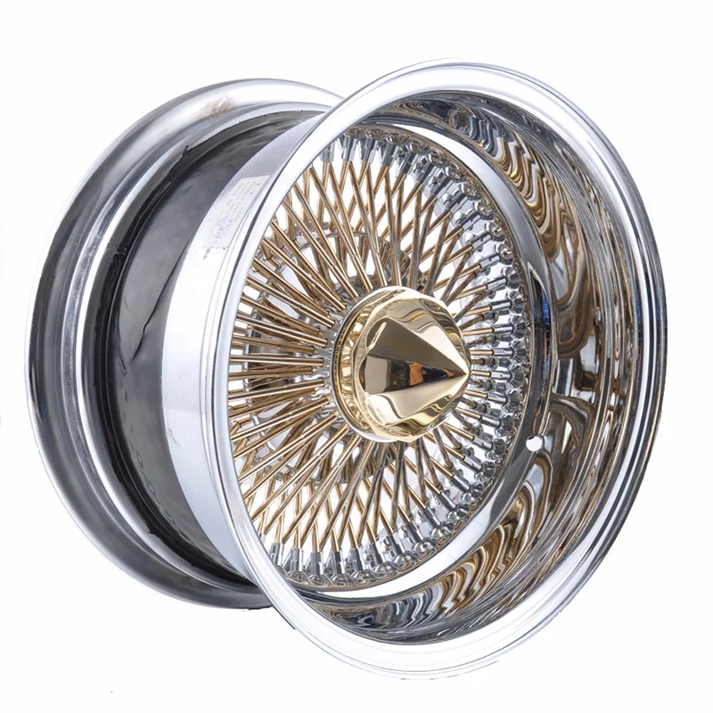 Free shipping  High end private customization  13X7J  Wire Wheels Reverse 100-Spoke straight Lace All Gold Rims