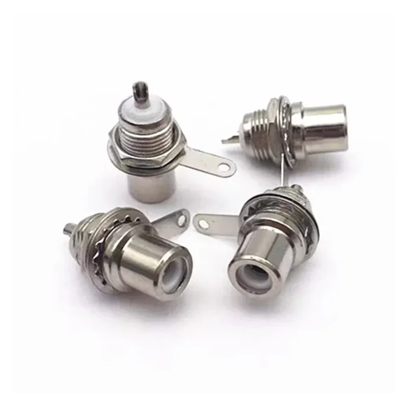 10PCS Nickel Plated  RCA Phono Chassis Panel Mount Female Adapter Socket RCA Phono Plug Jack Audio Amplifier Soldering Connector