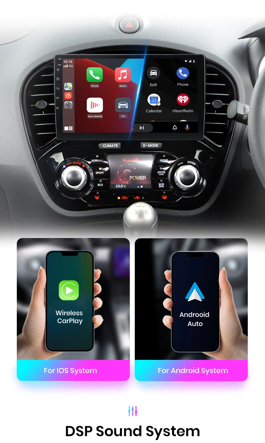 Junsun Kabelloses Carplay Android Auto Autoradio für Nissan Juke Yf15 2010 - 2014 Intelligentes System Stereo Multimedia Autoradio – Detail 11