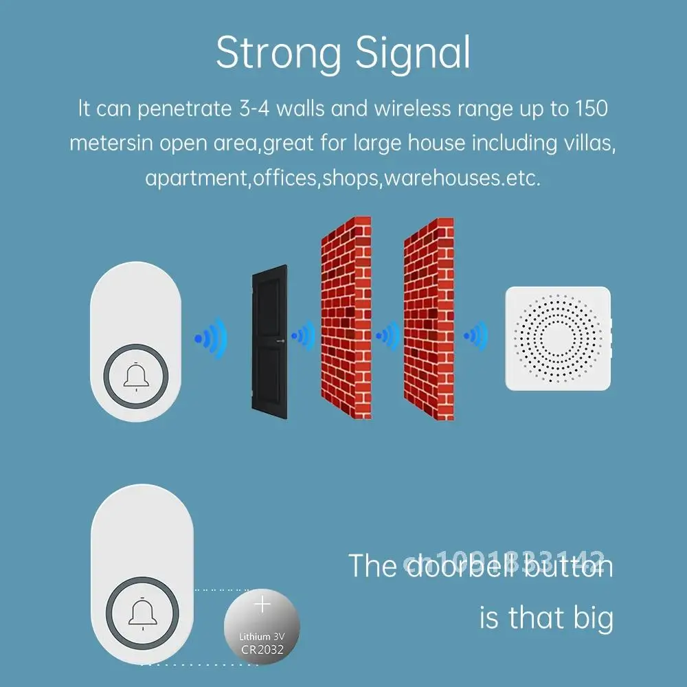 Outdoor Wireless Doorbell 38 My Melody Home Welcome Doorbell Set For House Waterproof 300m Remote Smart Door Bell