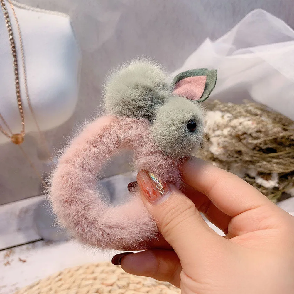 2Pcs Rabbit Hair Rings Premium Material Hair Accessories for Women Girls Easy to Match Outfits Perfect Gift Friends