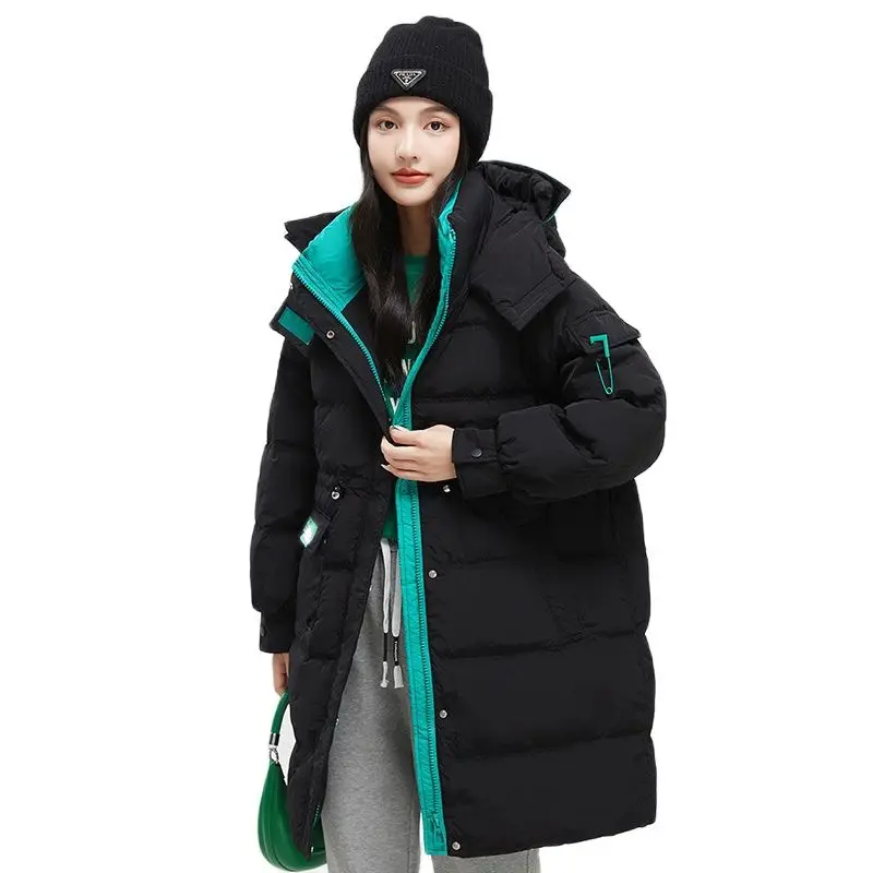 European Goods In 2023, New Fashion Winter Down Jacket, Feminine Temperament, Long Hooded Waist Loose Casual Coat, Feminine Tide