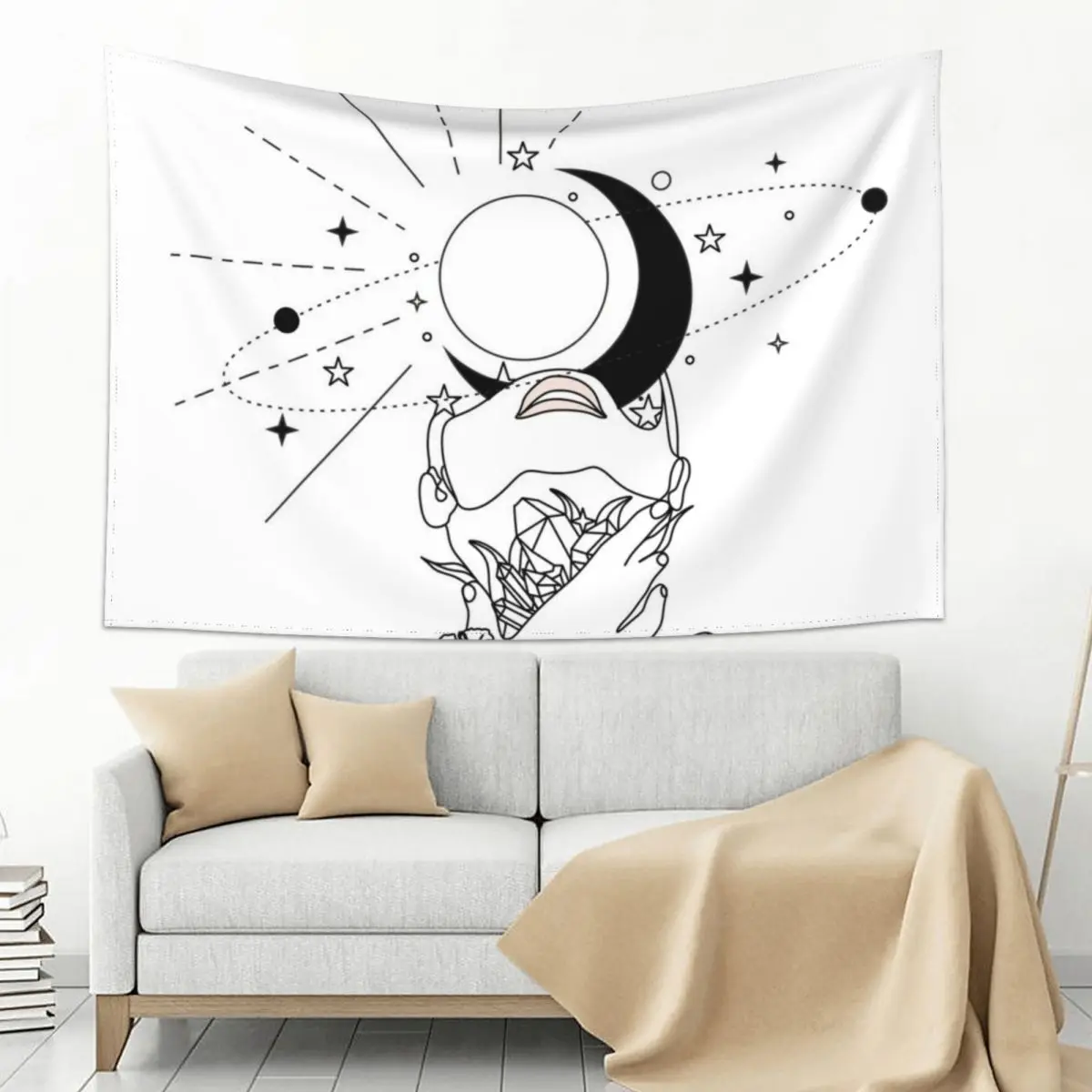 

Line Art woman universe woman spiritual art Tapestry