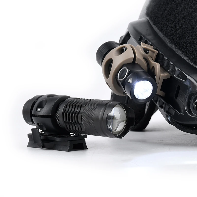 WADSN Mini Tactical LED Helmet Light Strobe Flashlight With Adjustable Rail Mount Adapter Safety Signal Lighting Tools
